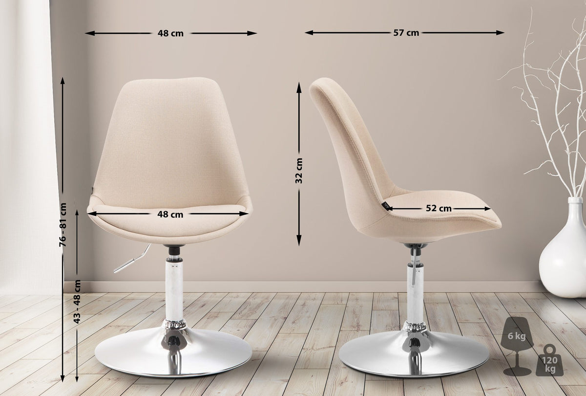 Eetkamerstoel Maverick stof creme,chroom creme