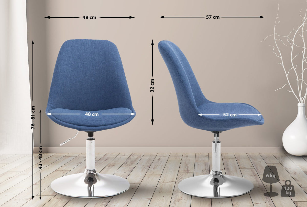 Eetkamerstoel Maverick stof blauw,chroom blau