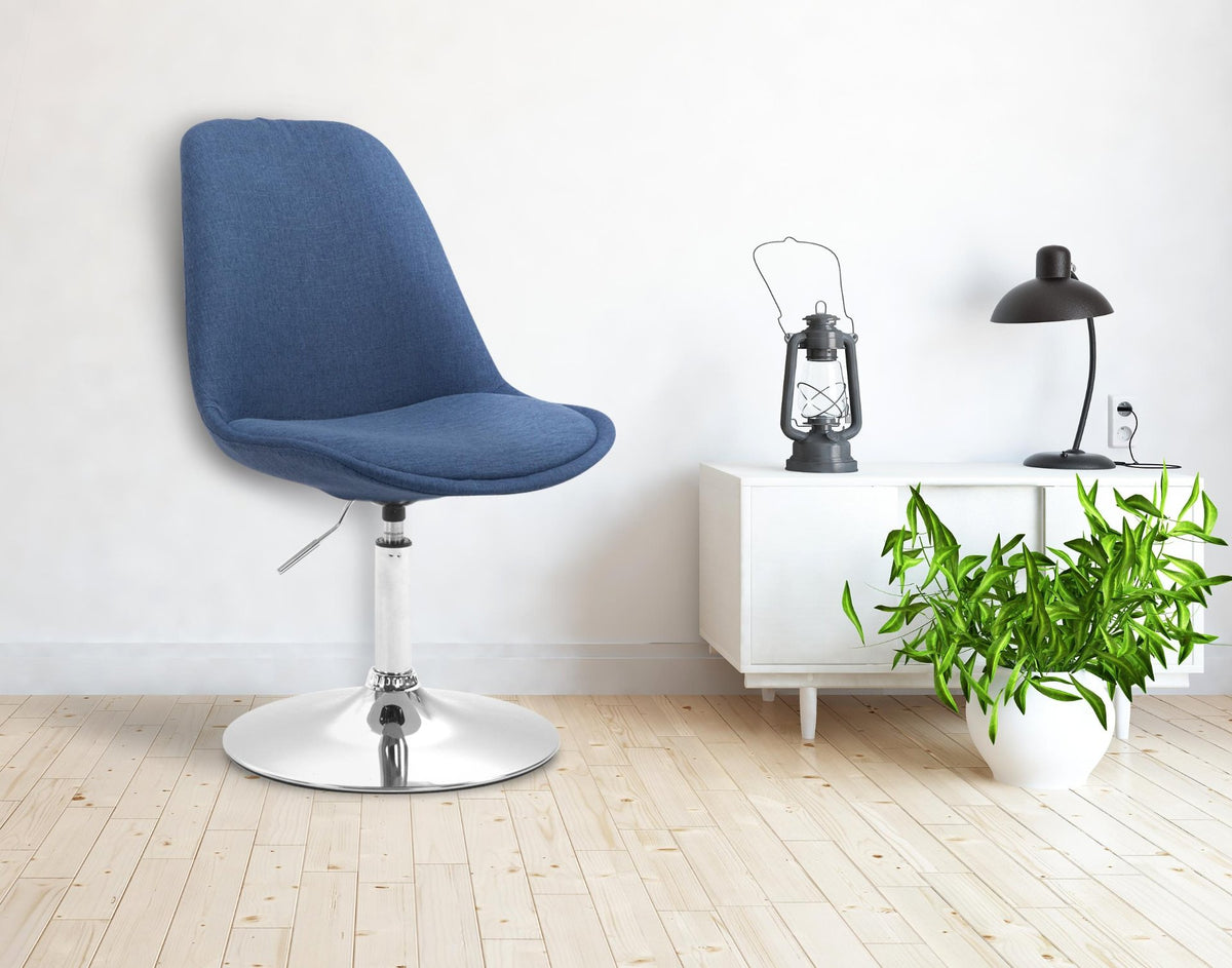 Eetkamerstoel Maverick stof blauw,chroom blau