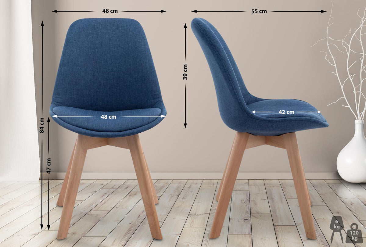 Bezoekersstoel Borneo V2 Stof blauw,natura blau