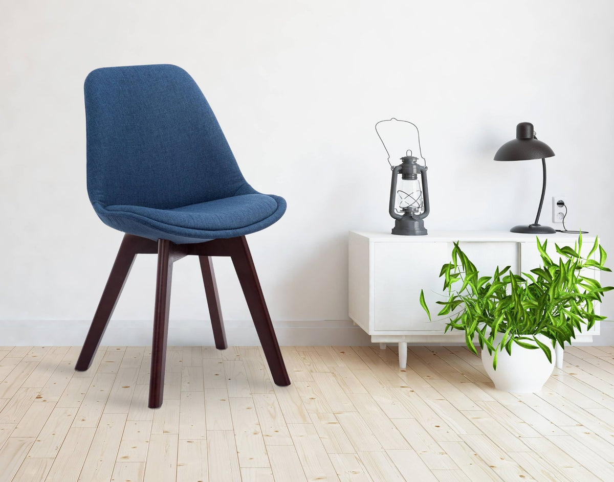 Bezoekersstoel Borneo V2 Stof blauw,walnoot blau