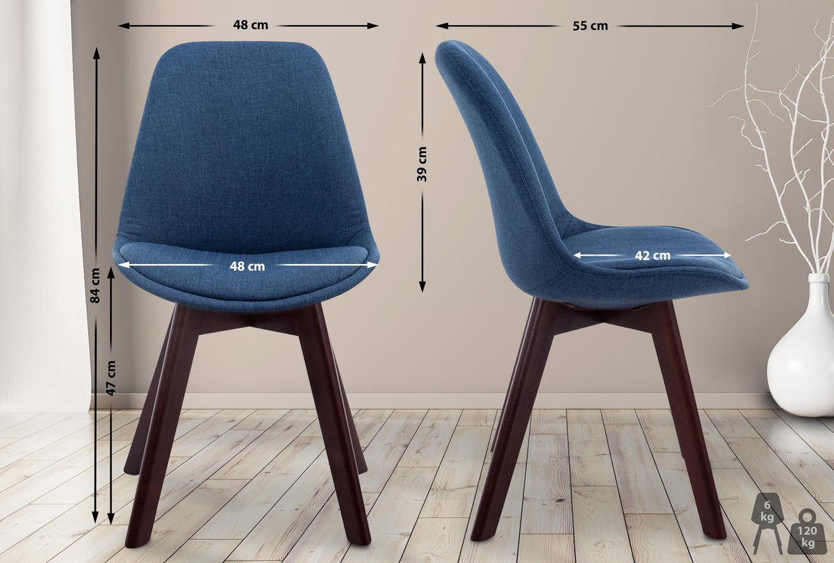 Bezoekersstoel Borneo V2 Stof blauw,walnoot blau