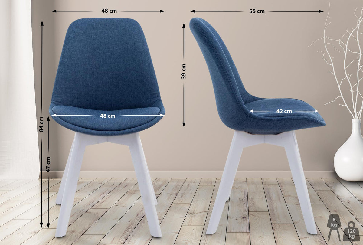 Bezoekersstoel Borneo V2 Stof blauw,wit blau