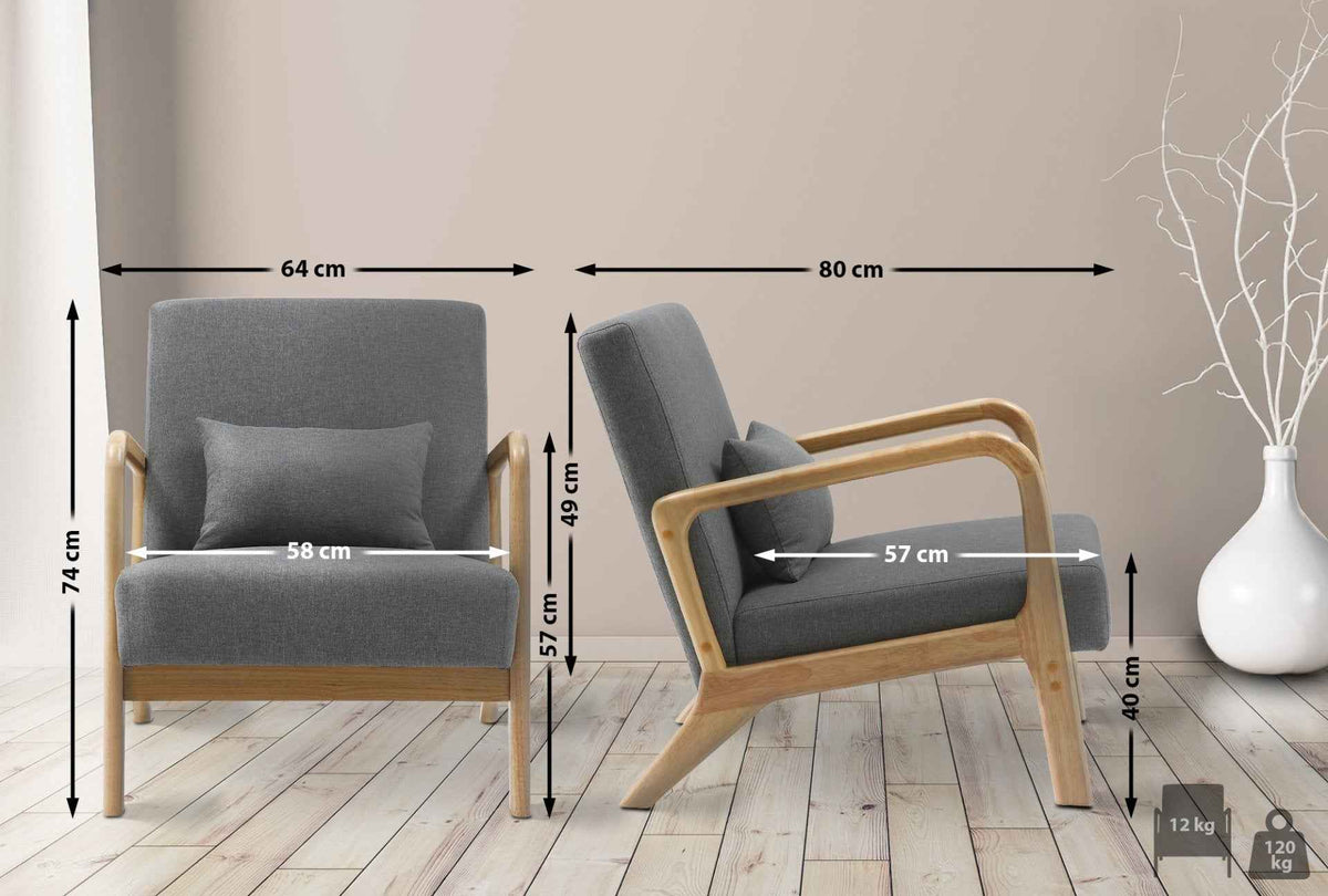 Fauteuil Hibbing stof licht grijs hellgrau