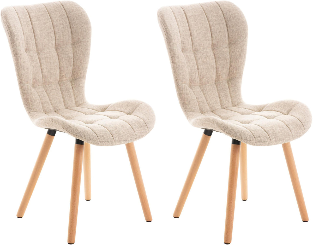 Set van 2 eetkamerstoelen Elda creme,Stof creme