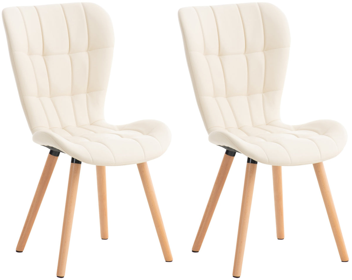 Set van 2 eetkamerstoelen Elda creme,Kunstleer creme