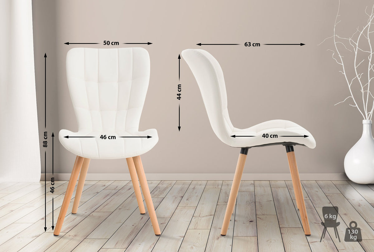 Set van 2 eetkamerstoelen Elda wit,Kunstleer weiß