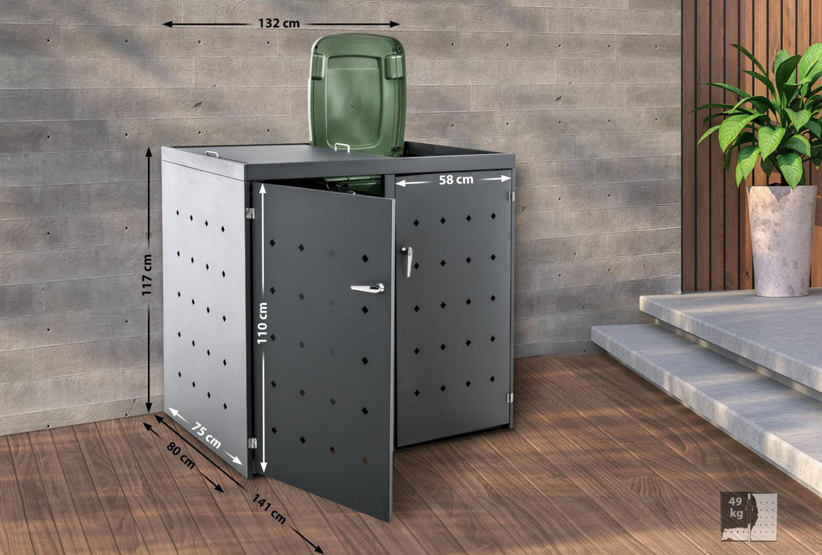 Afvalcontainerberging  Nelli 132x80x116 cm,antraciet anthrazit