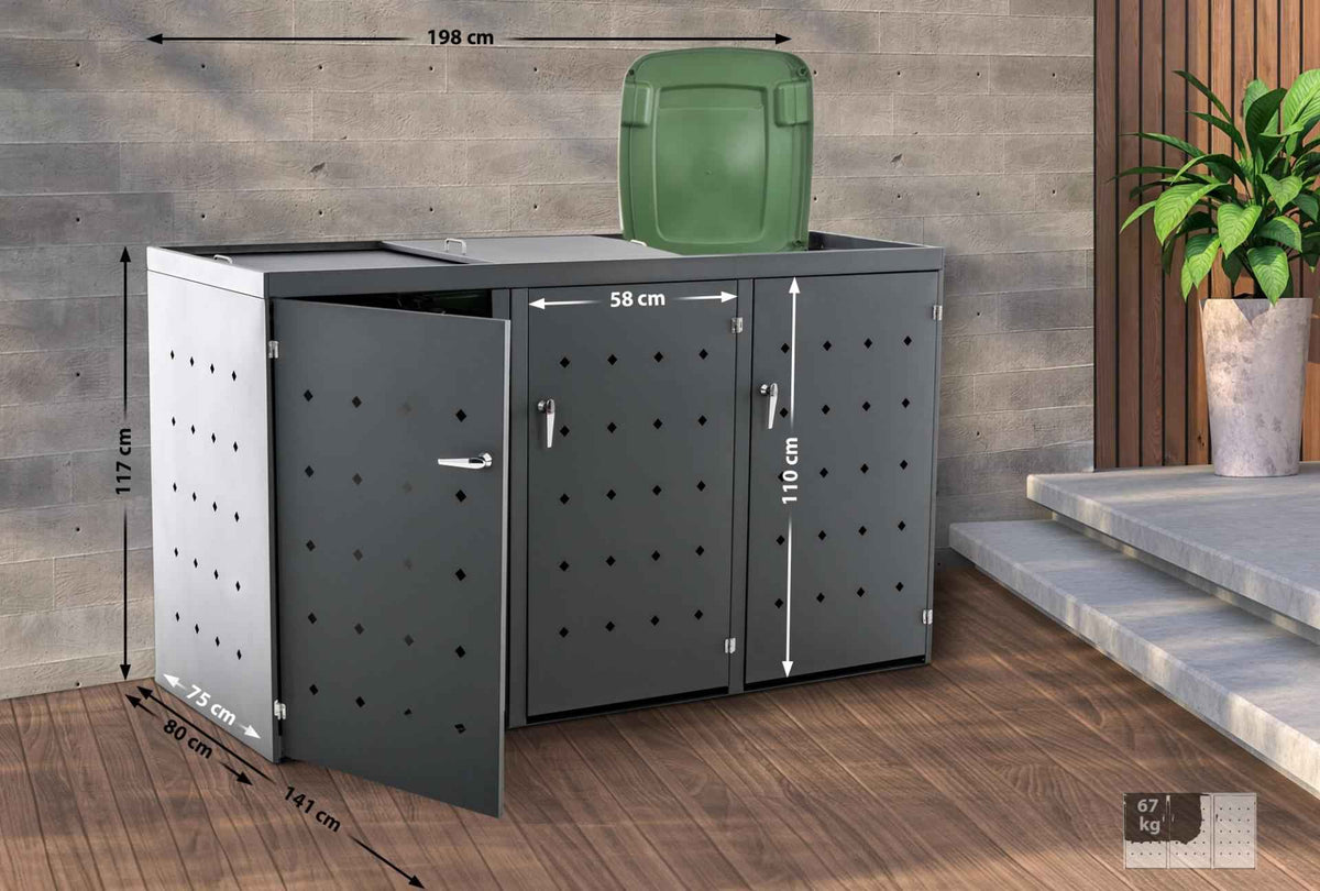 Afvalcontainerberging  Nelli 198x80x116 cm,antraciet anthrazit