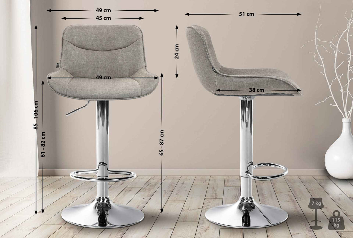 Barkruk Vonore Stof taupe,chroom taupe