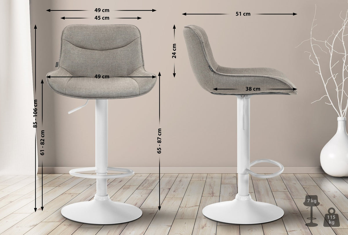 Barkruk Vonore Stof taupe,wit taupe