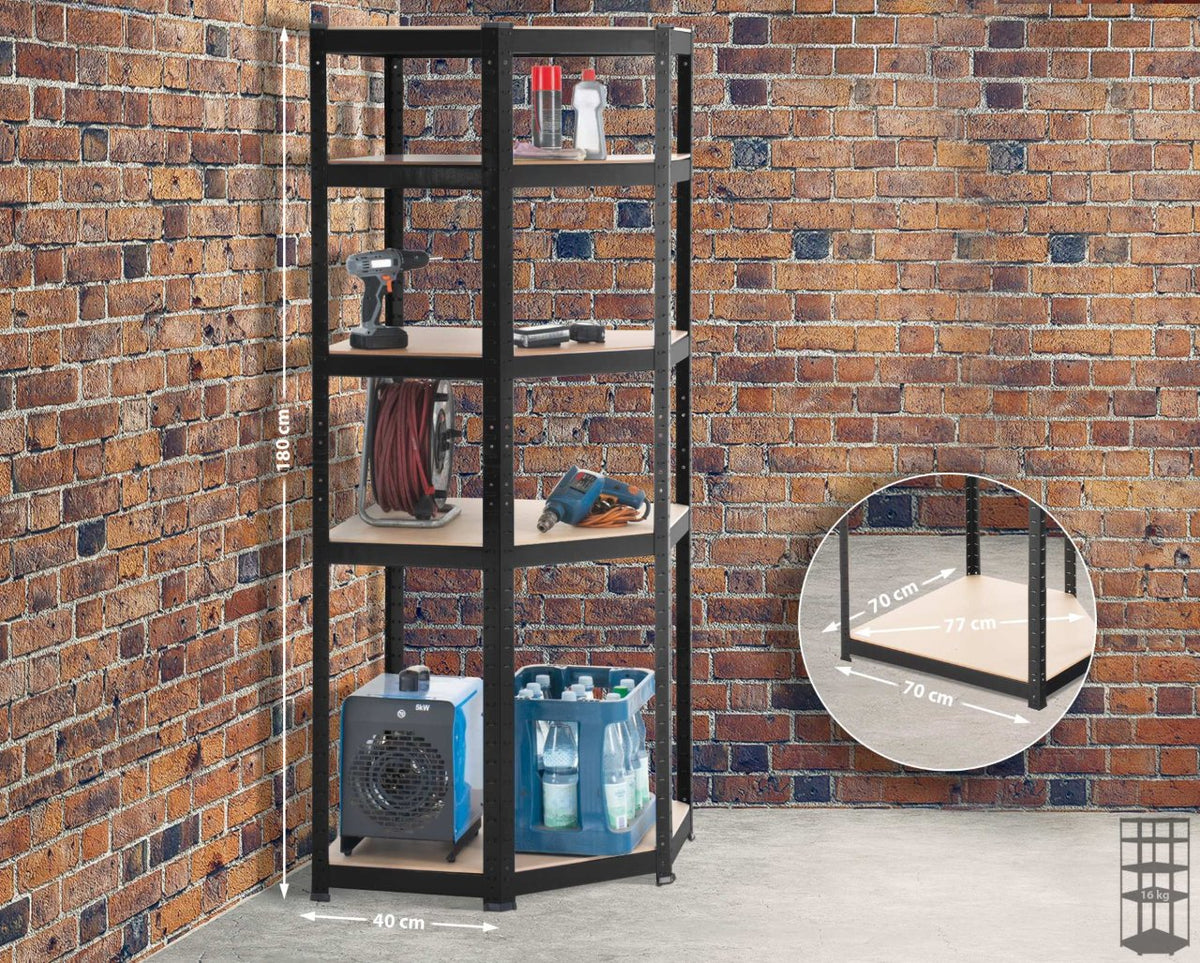 Hoekstelling FLINT zwart,100x80x180 cm schwarz