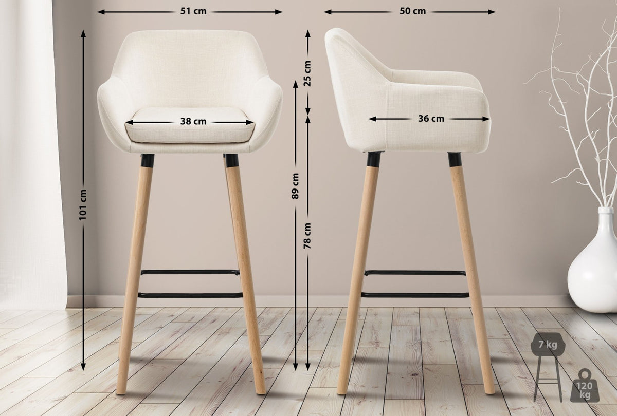 Set van 2 Barkrukken Grant stof beige beige