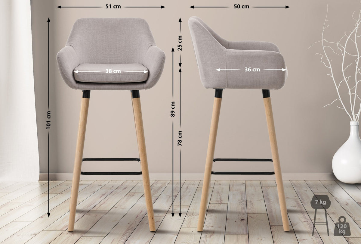 Set van 2 Barkrukken Grant stof taupe taupe