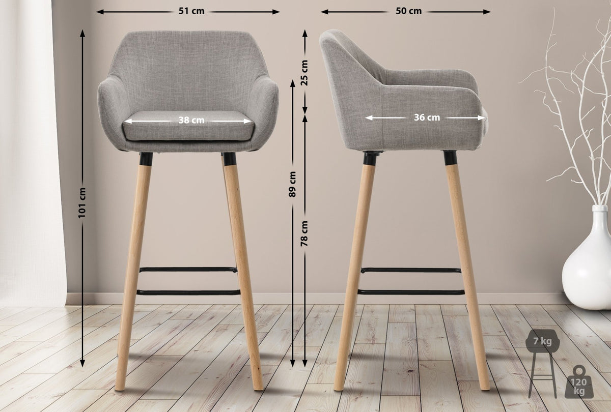 Set van 2 Barkrukken Grant stof grijs grau