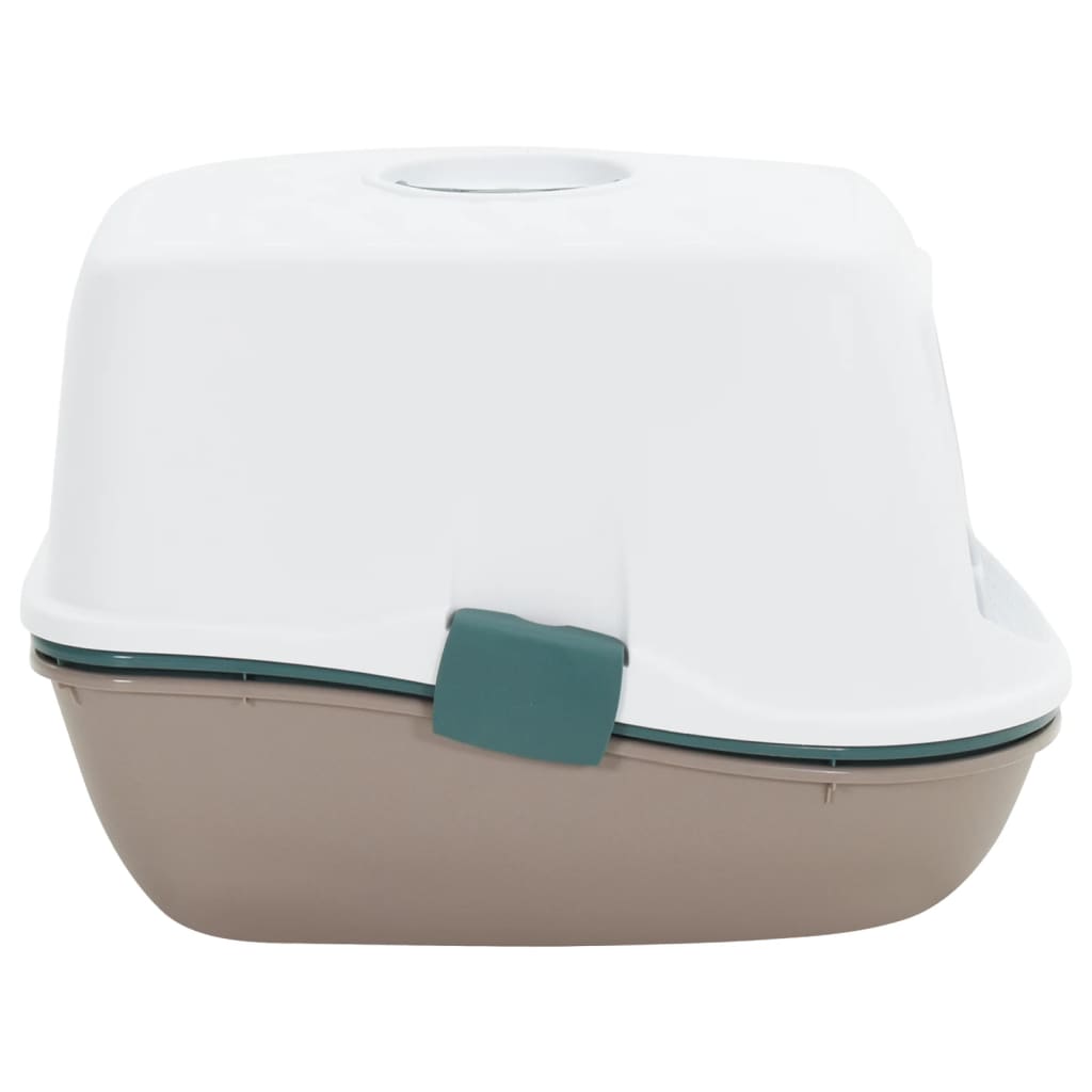 vidaXL Kattenbak met deksel 58,5x39,5x43 cm polypropeen wit en bruin