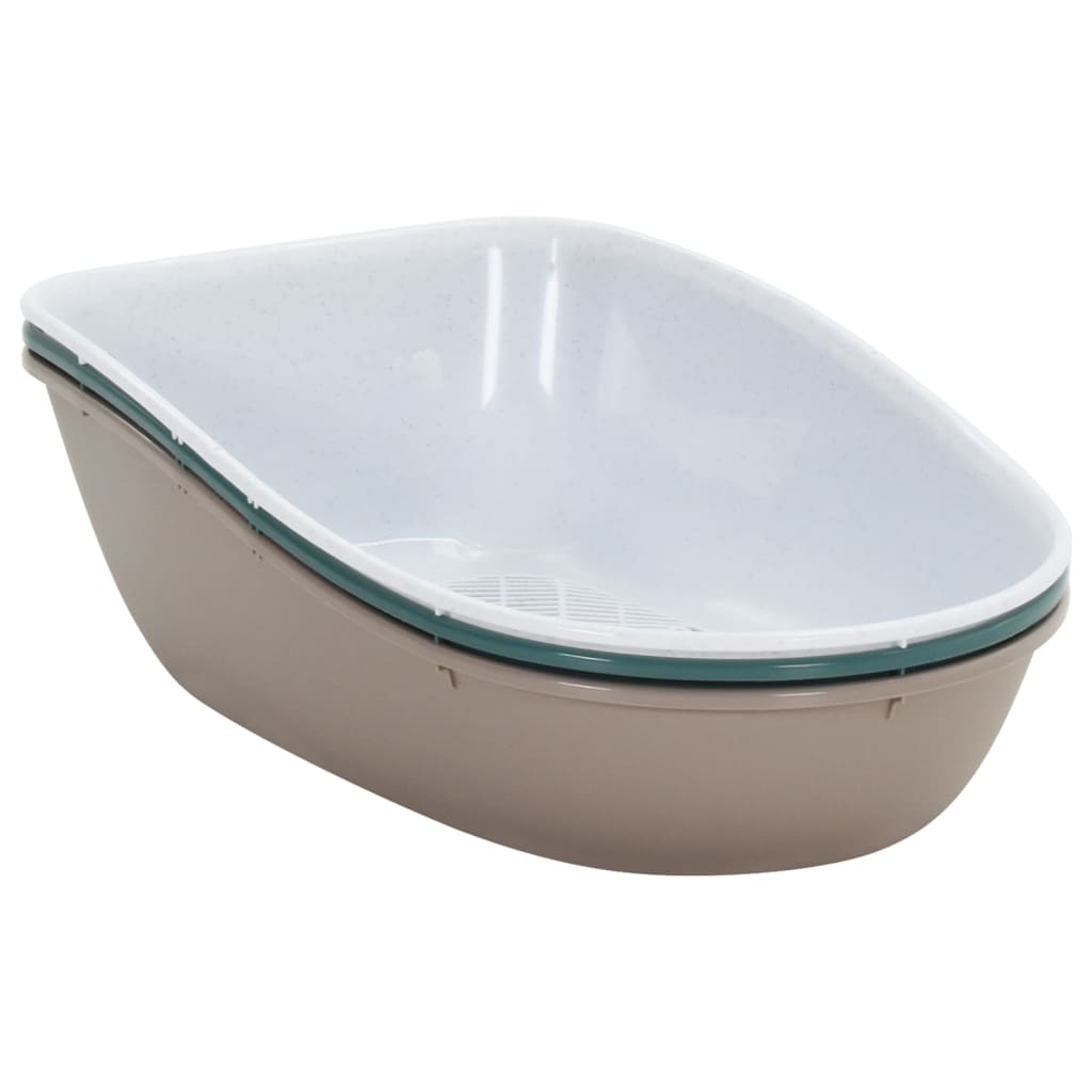 vidaXL Kattenbak met deksel 58,5x39,5x43 cm polypropeen wit en bruin