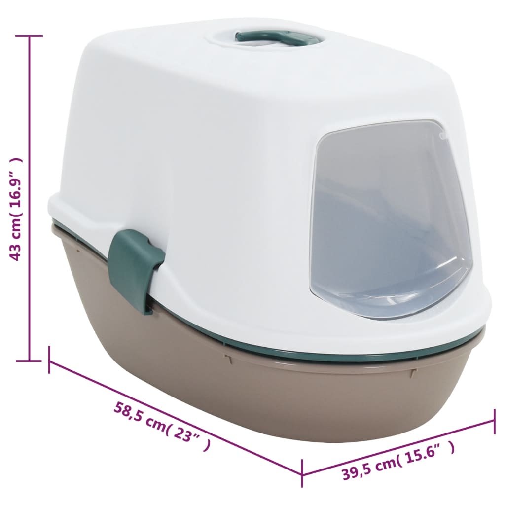 vidaXL Kattenbak met deksel 58,5x39,5x43 cm polypropeen wit en bruin