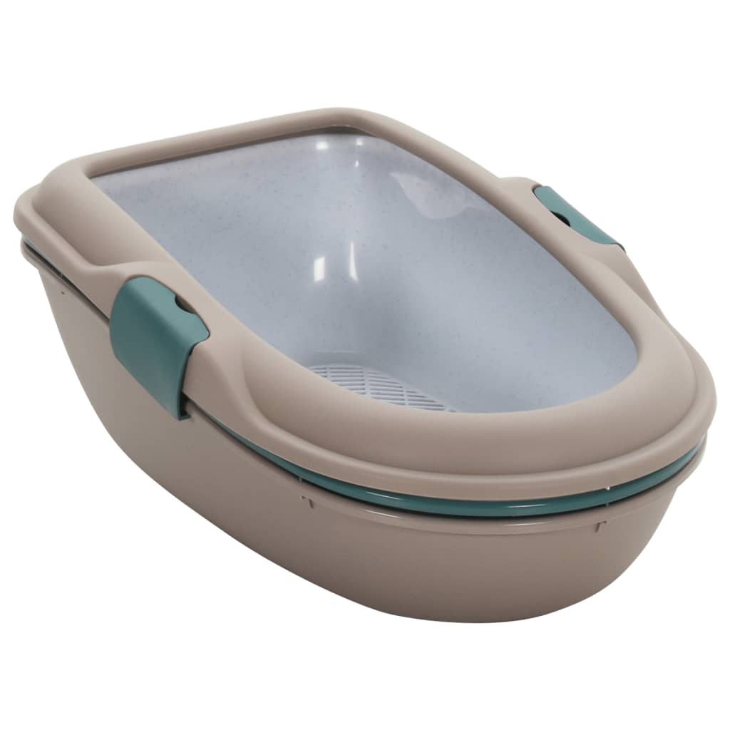 vidaXL Kattenbak met deksel 58,5x39,5x43 cm polypropeen wit en bruin