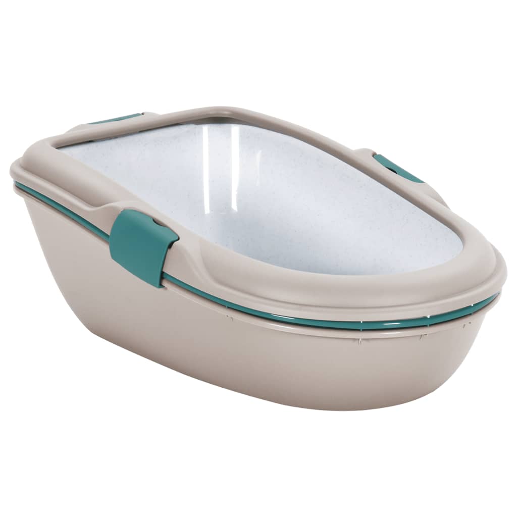 vidaXL Kattenbak met deksel 58,5x39,5x43 cm polypropeen wit en bruin