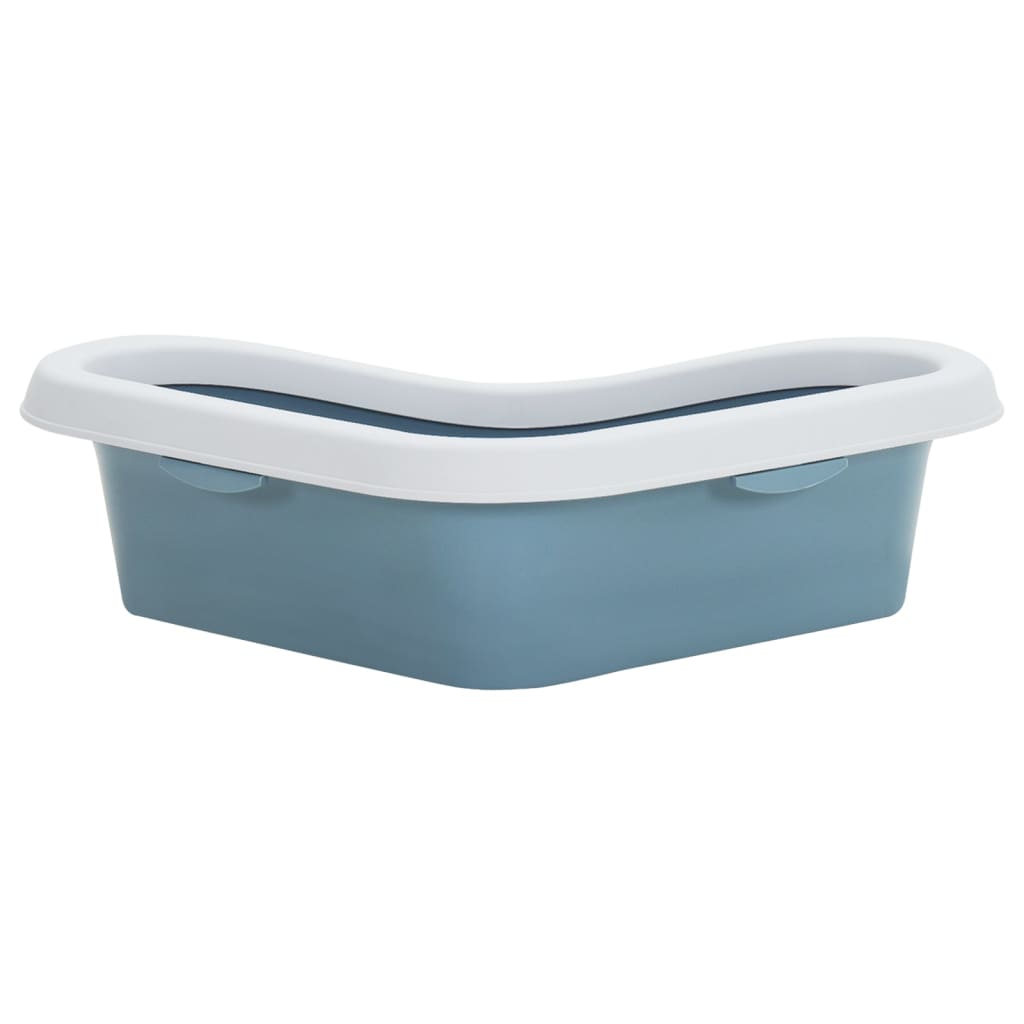 vidaXL Kattenbak hoekmodel 56x40x14 cm polypropeen wit en blauw