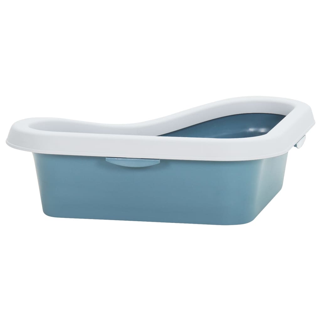 vidaXL Kattenbak hoekmodel 56x40x14 cm polypropeen wit en blauw