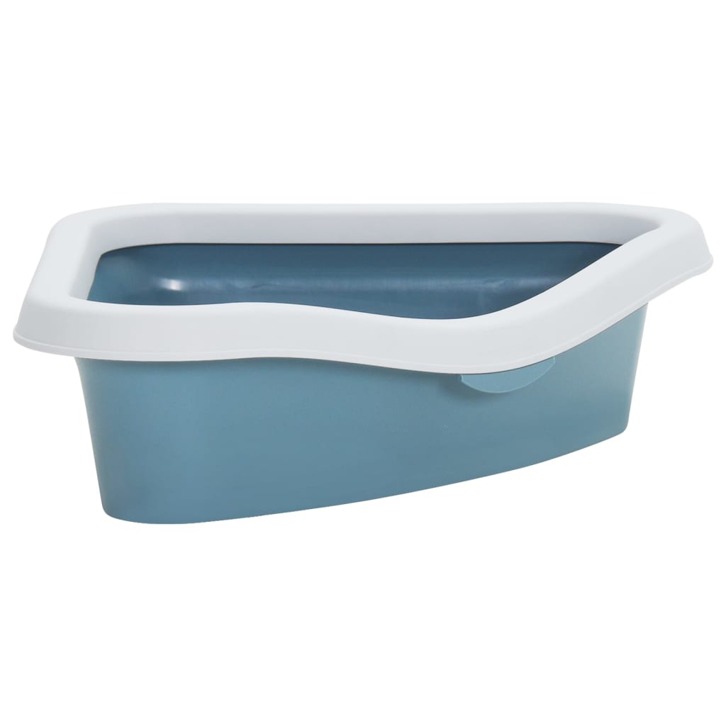 vidaXL Kattenbak hoekmodel 56x40x14 cm polypropeen wit en blauw