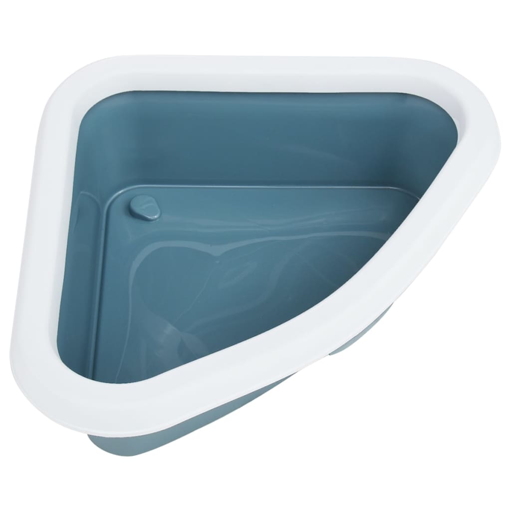 vidaXL Kattenbak hoekmodel 56x40x14 cm polypropeen wit en blauw
