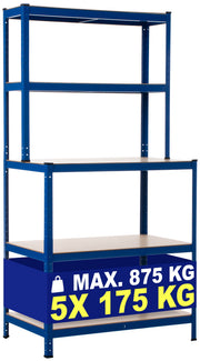 Heavy-duty rack met werkbank blauw blau