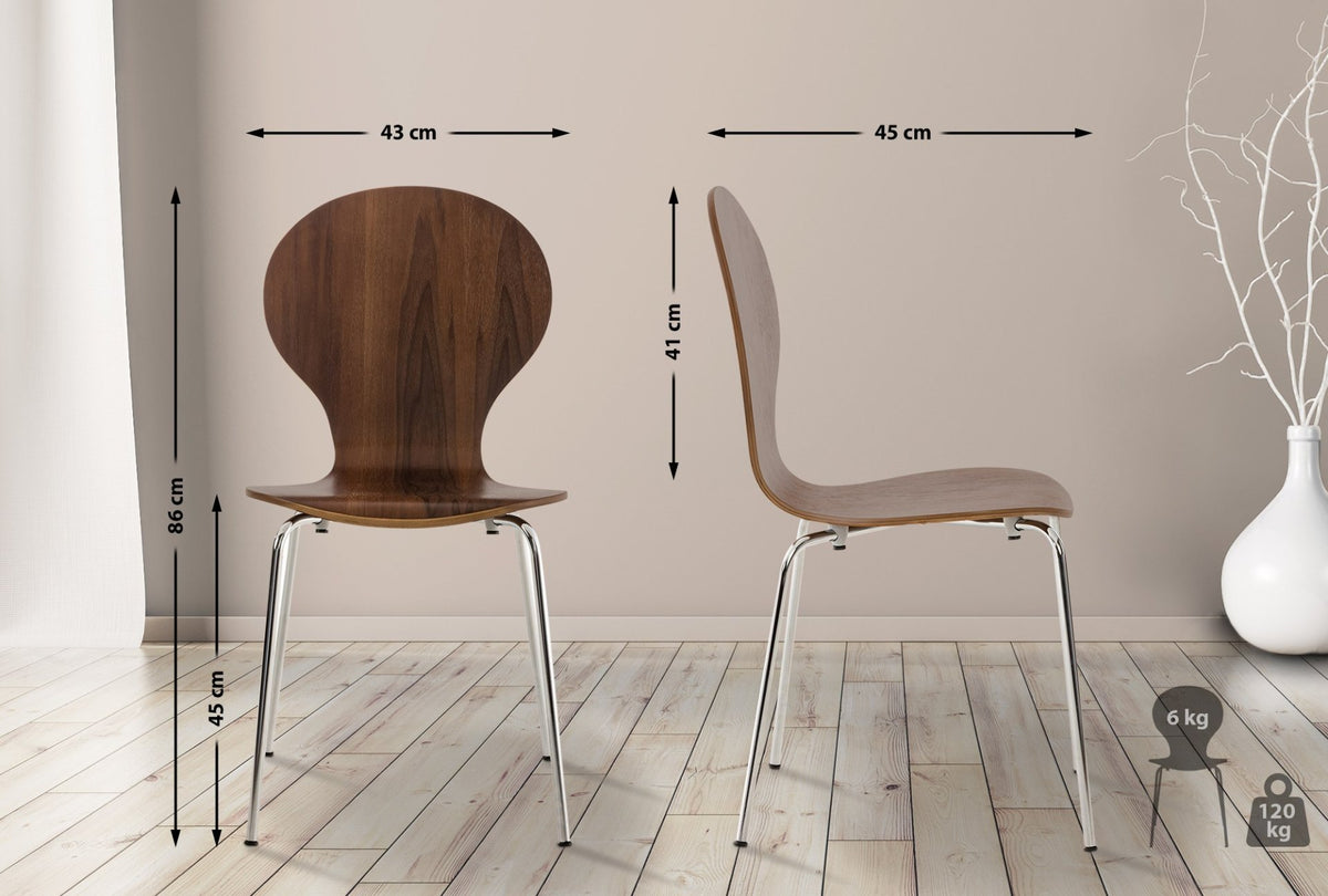 Set van 2 stapelstoelen Diego walnoot walnuss