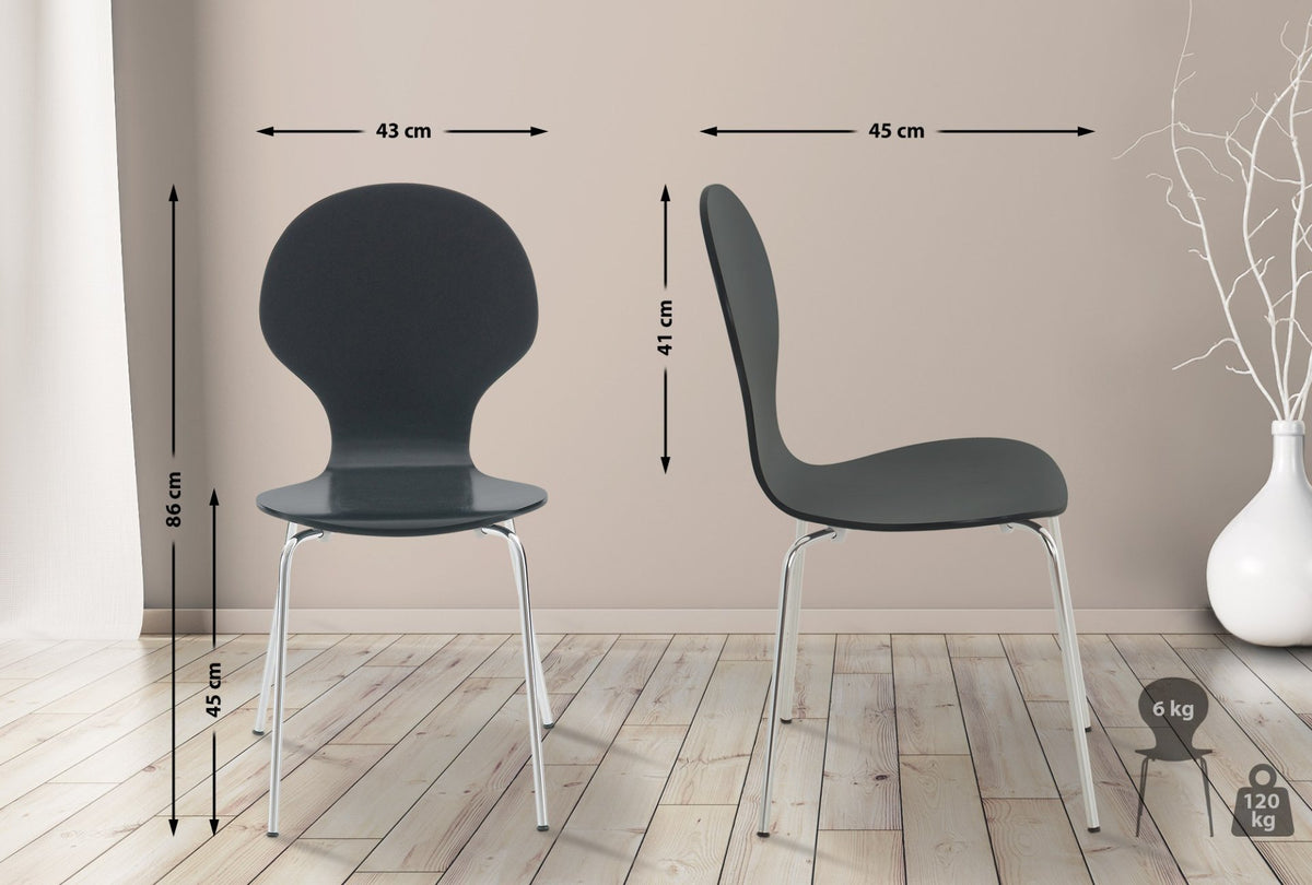 Set van 2 stapelstoelen Diego zwart schwarz