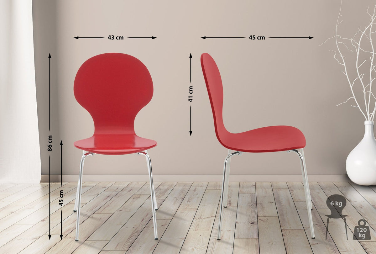 Set van 2 stapelstoelen Diego rood rot