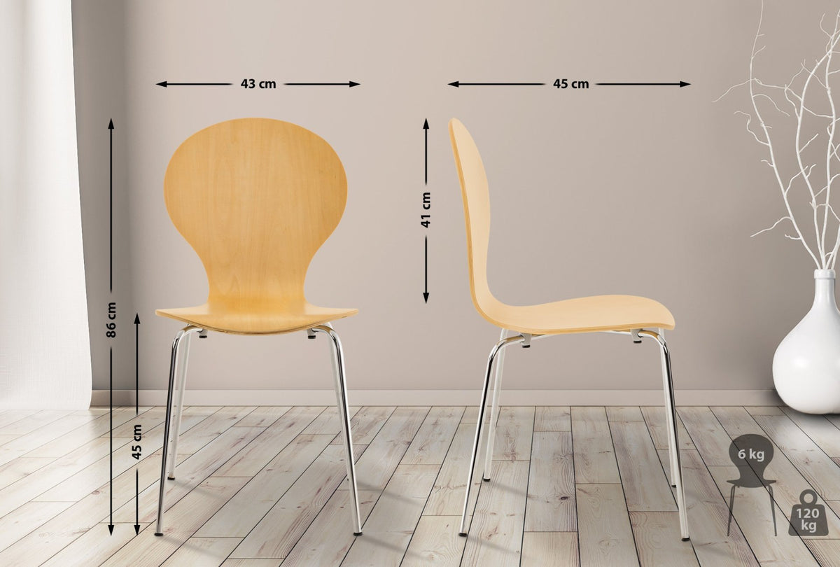Set van 4 stapelstoelen Diego natura natura
