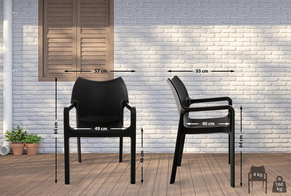 Tuinstoel Diva met Armleuning zwart schwarz