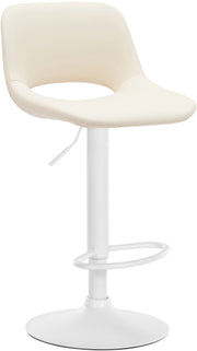 Barkruk Camden kunstleer creme,Metaal mat wit creme