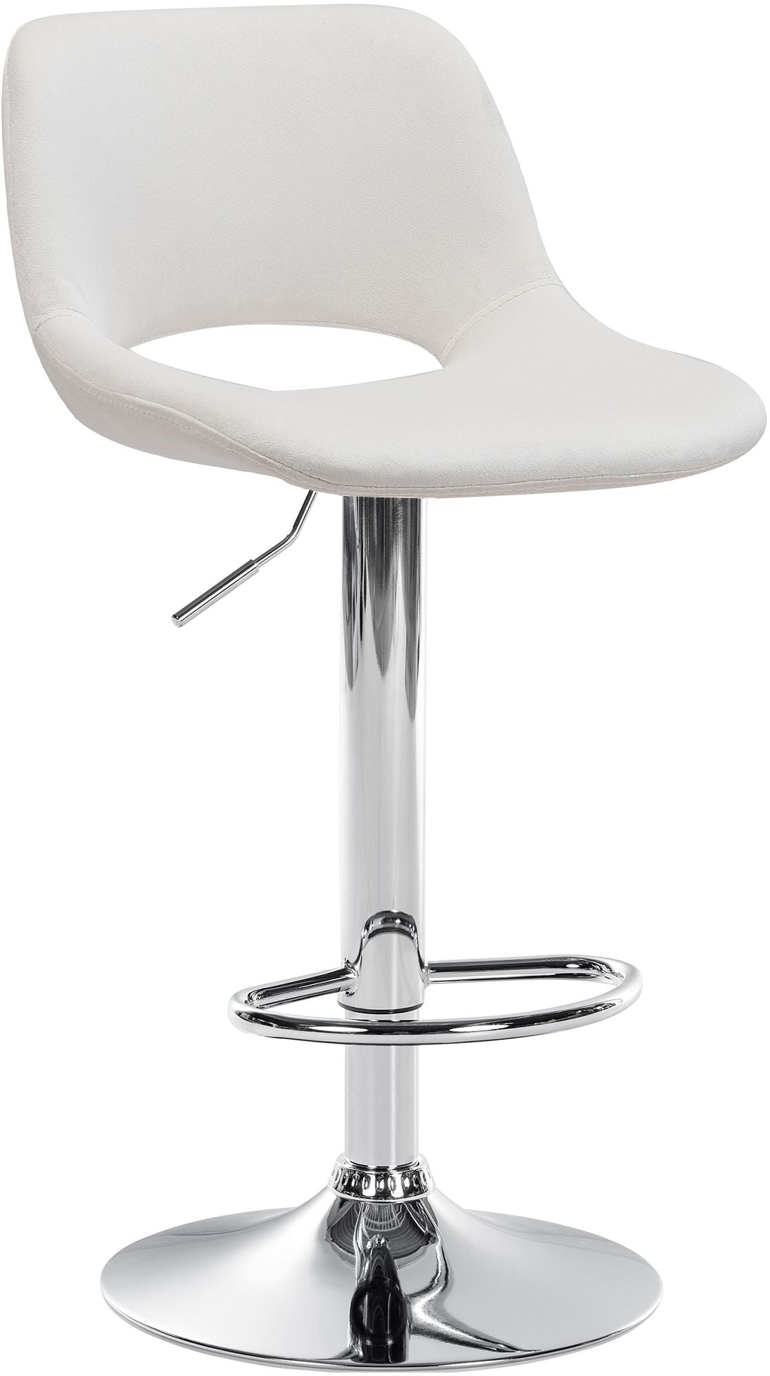 Barkruk Camden fluweel creme,Metaal in chroomoptiek creme