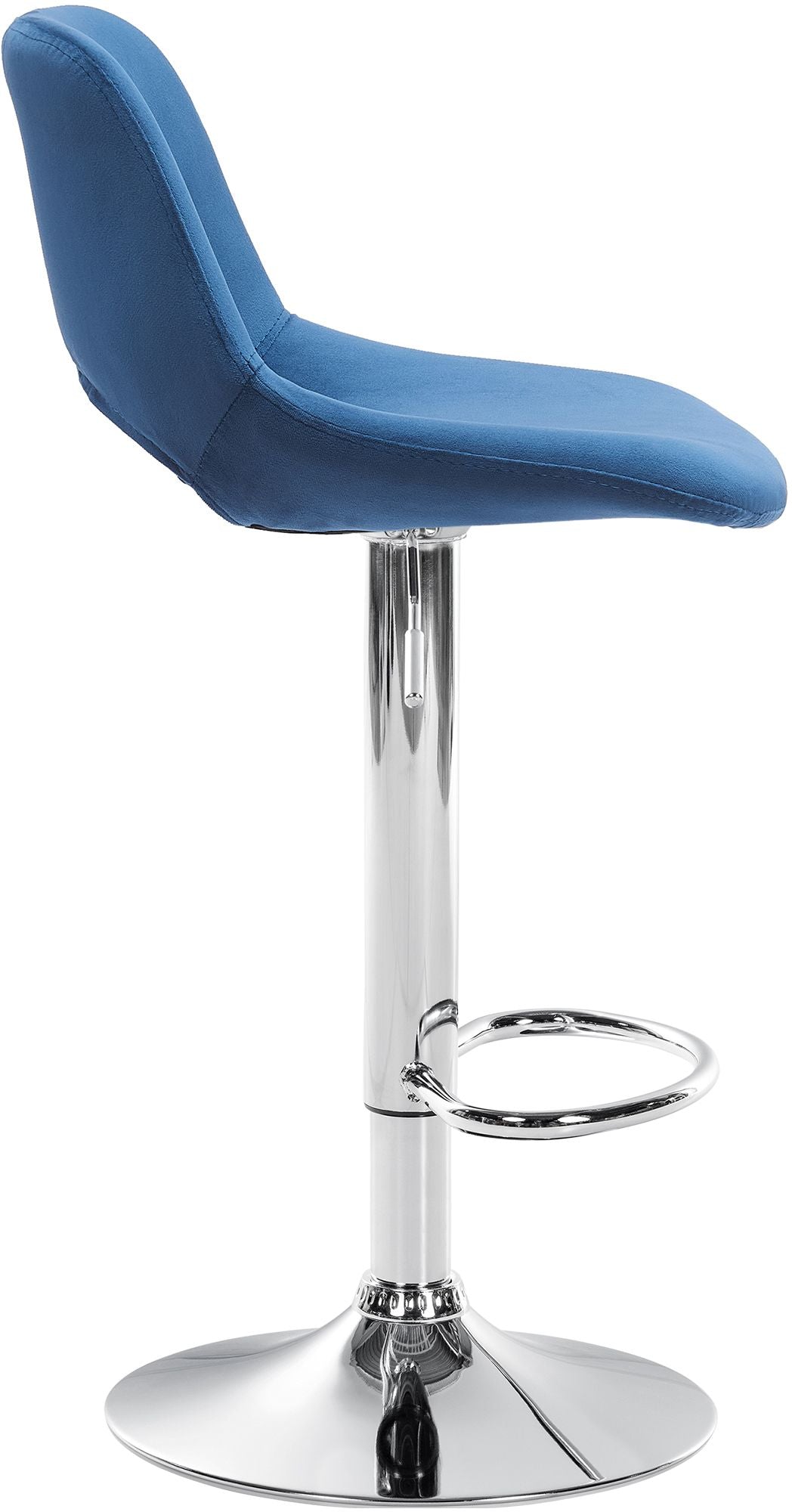Barkruk Camden fluweel blauw,Metaal in chroomoptiek blau