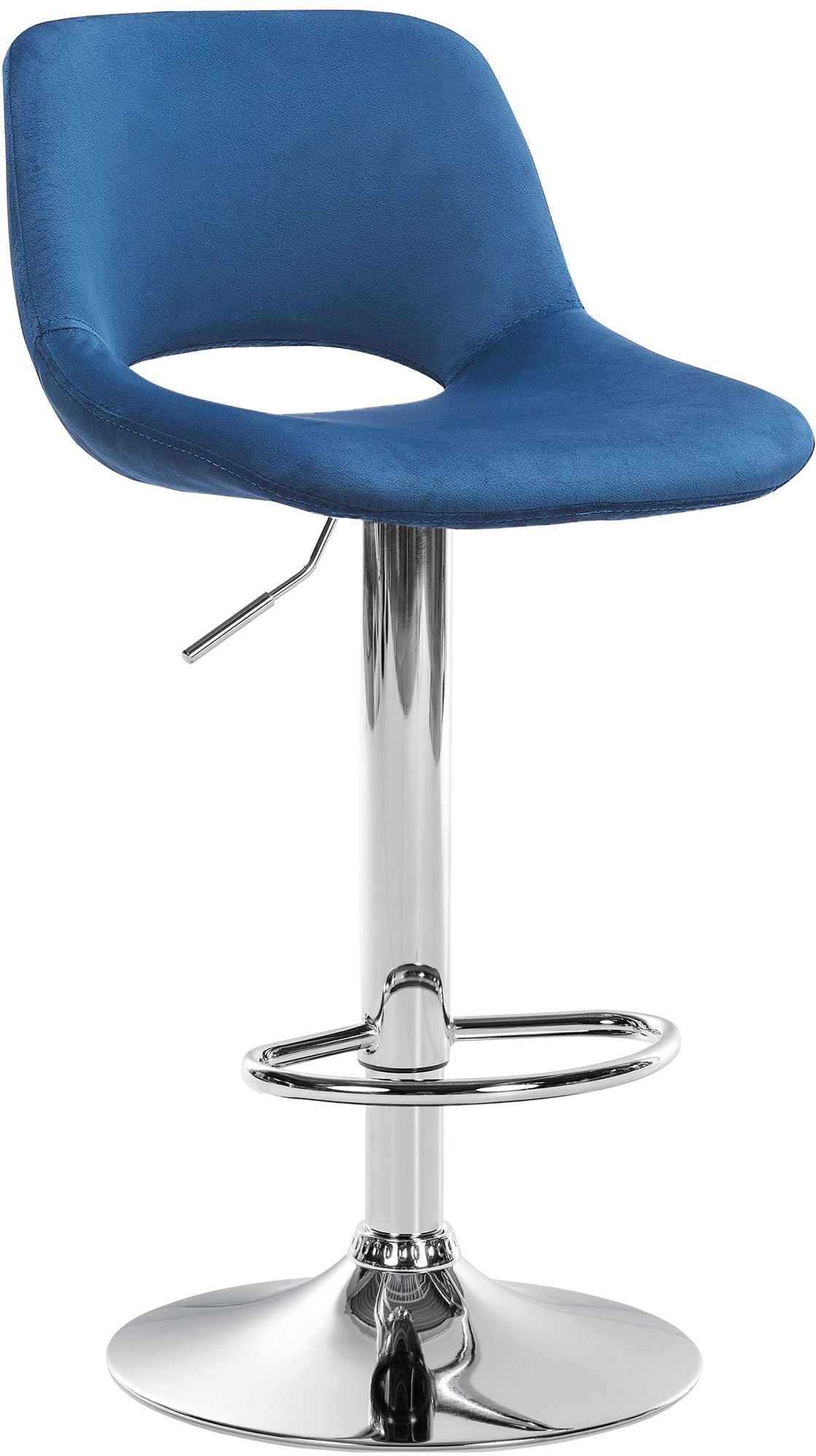 Barkruk Camden fluweel blauw,Metaal in chroomoptiek blau