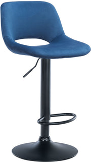 Barkruk Camden fluweel blauw,Metaal mat zwart blau