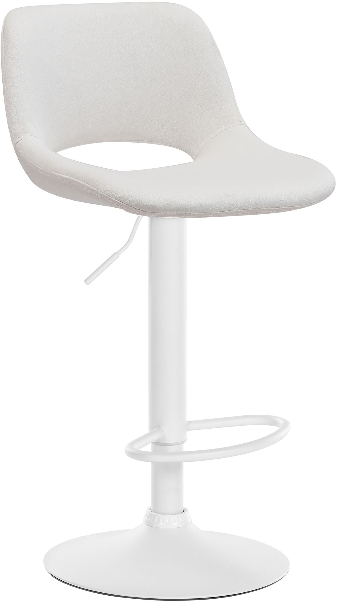 Barkruk Camden fluweel creme,Metaal mat wit creme