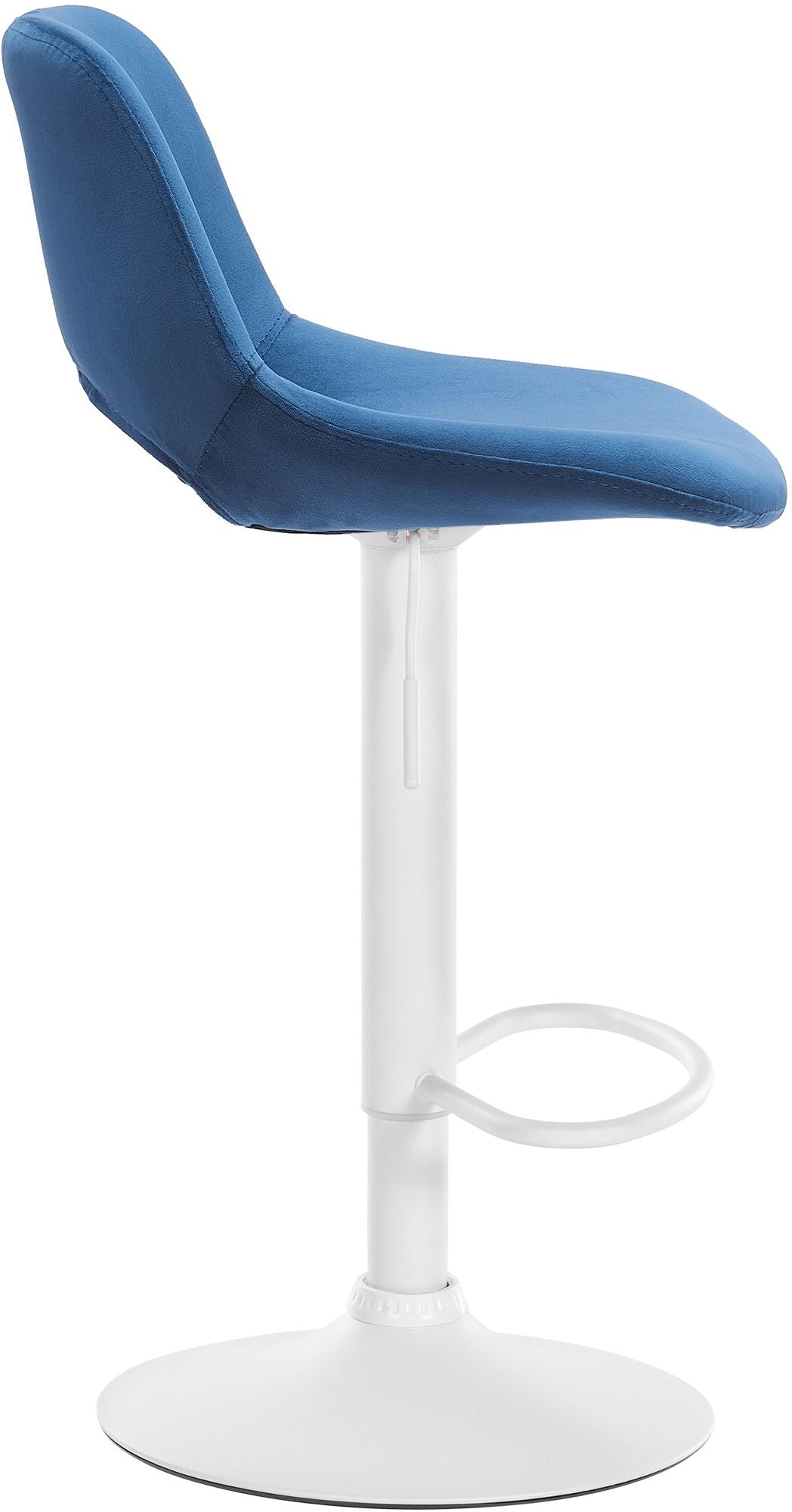 Barkruk Camden fluweel blauw,Metaal mat wit blau