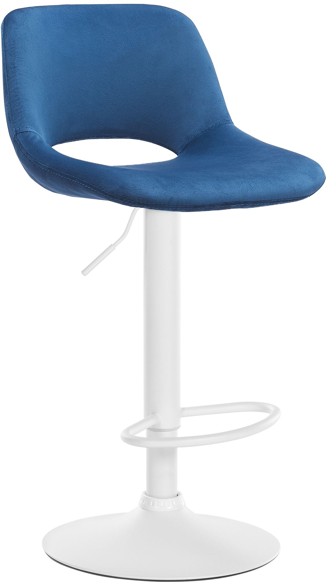Barkruk Camden fluweel blauw,Metaal mat wit blau