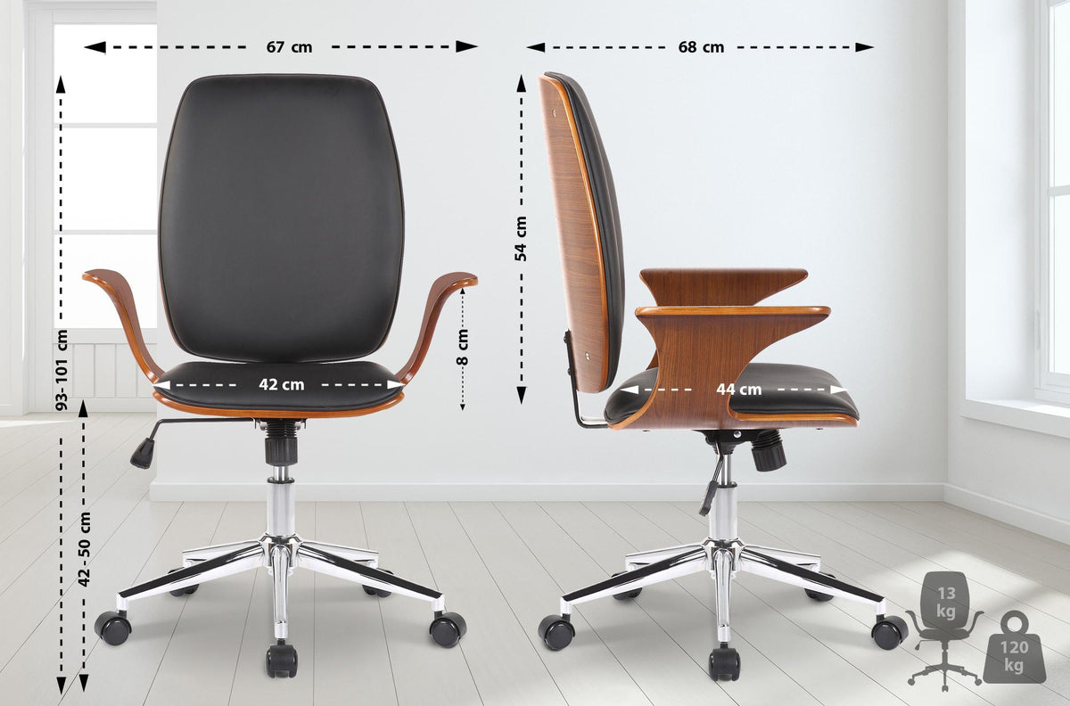 Bureaustoel Burbank walnoot/zwart,Kunstleer walnuss/schwarz