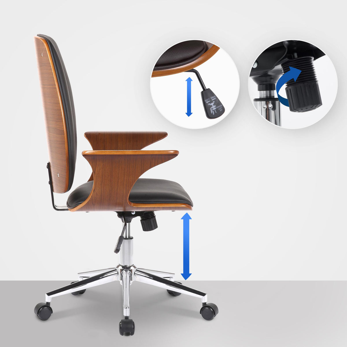 Bureaustoel Burbank walnoot/zwart,Kunstleer walnuss/schwarz
