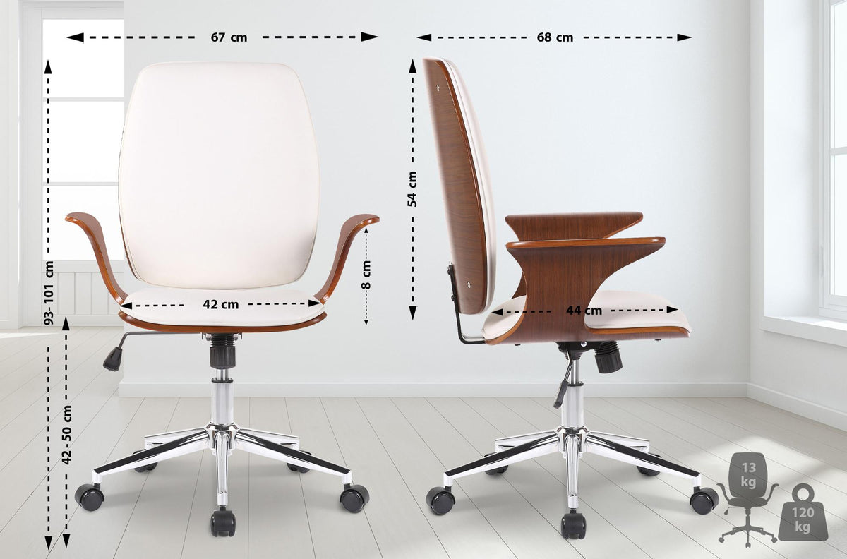 Bureaustoel Burbank walnoot/wit,Kunstleer walnuss/weiß