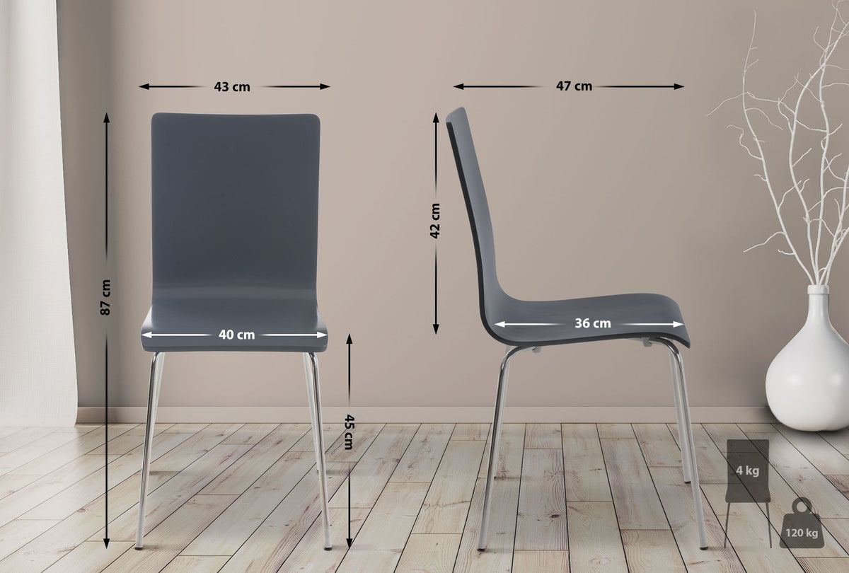 Set van 4 Pepe bezoekersstoelen grijs grau