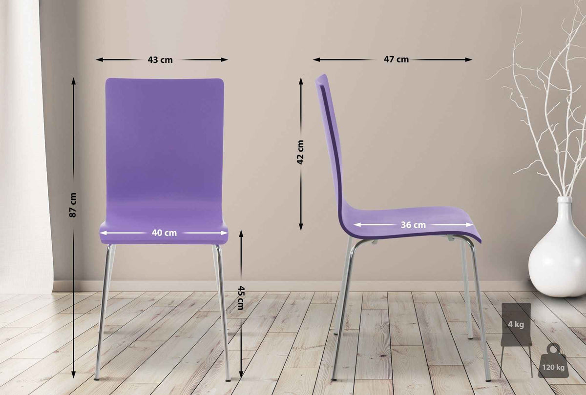 Set van 4 Pepe bezoekersstoelen purper lila