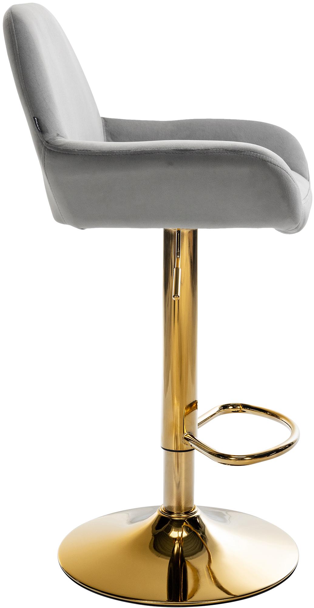 Barkruk Braga goud fluweel grijs grau