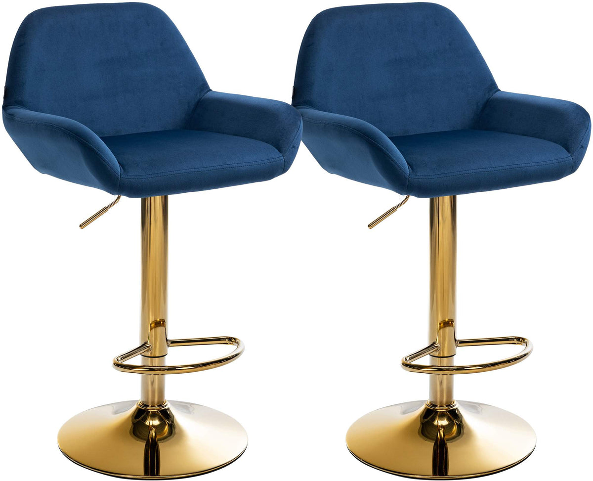 Set van 2 barkrukken Braga goud fluweel blauw blau