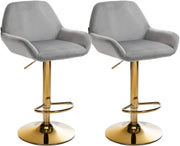 Set van 2 barkrukken Braga goud fluweel grijs grau